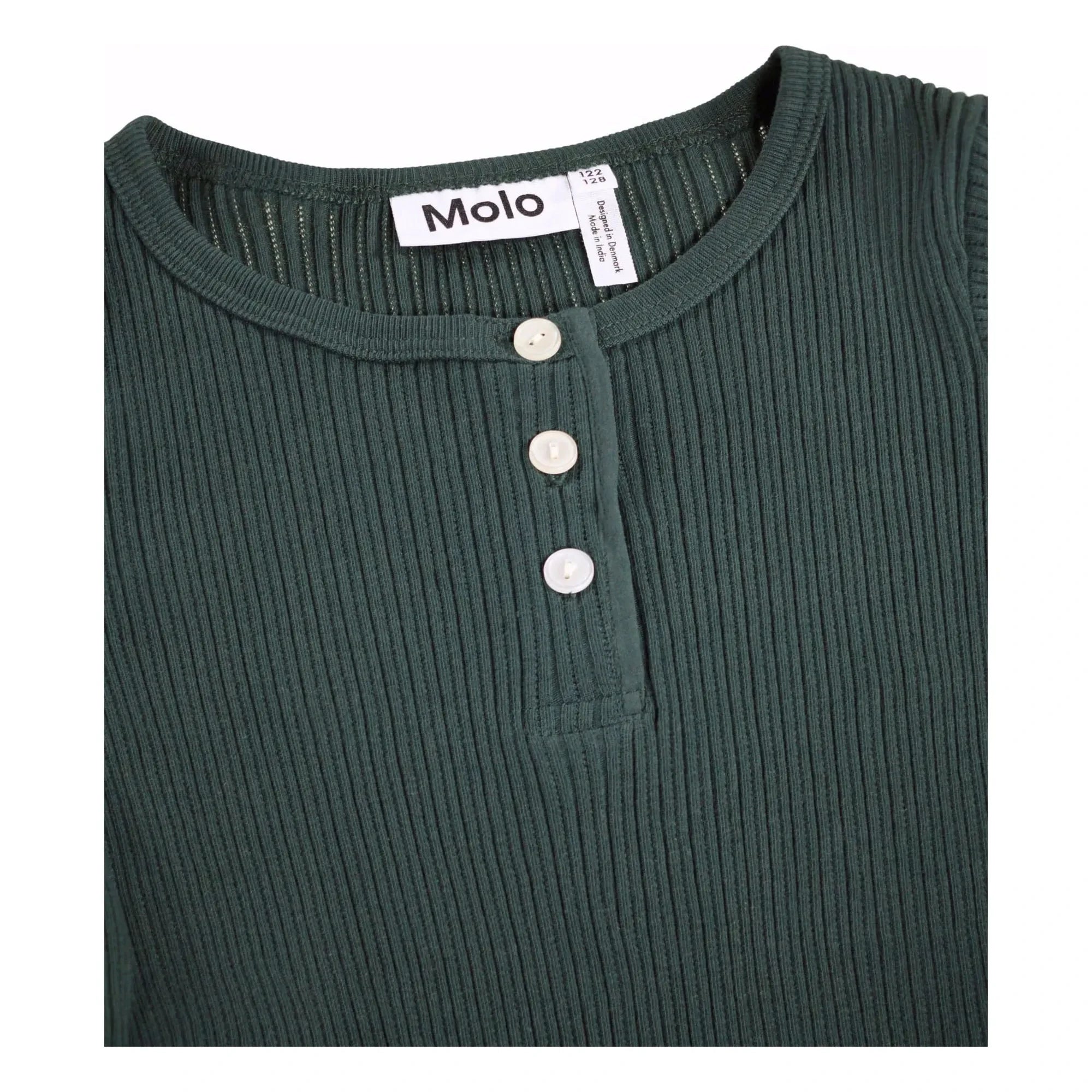 Molo - Ruby Organik pamuklu 3 düğmeli T-shirt | Krom yeşili