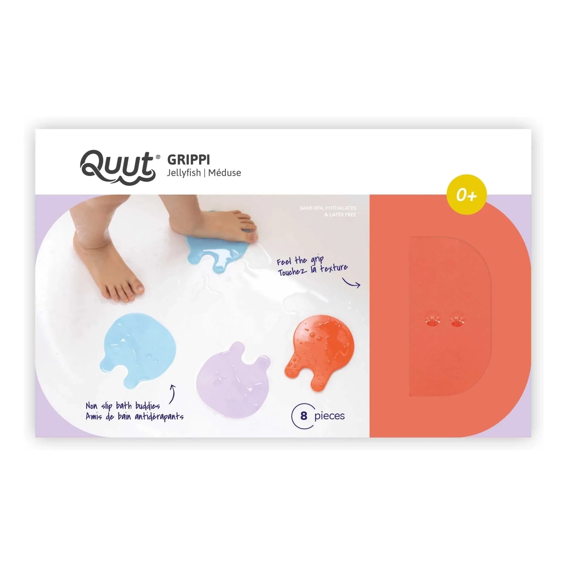 Quut - Grippi Bath Mats - 8-Piece Set | Coral