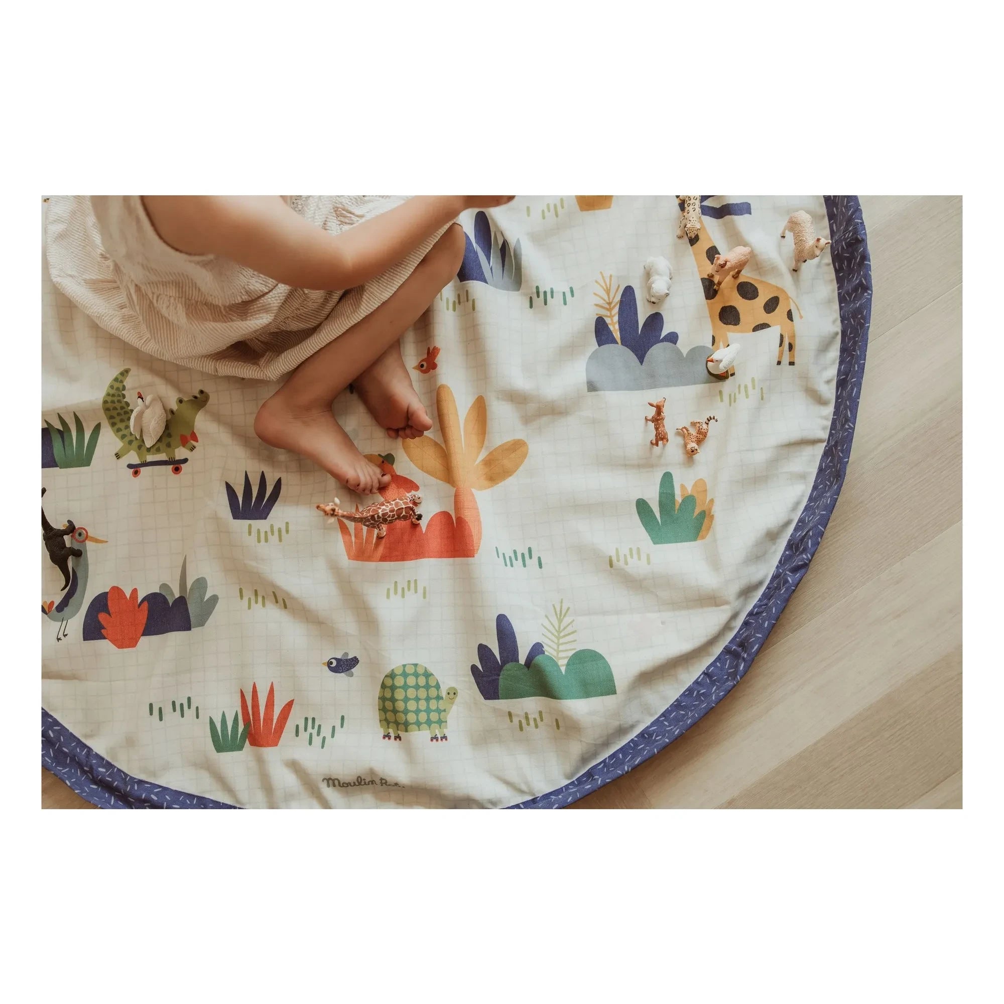 Play and Go - Noomad Puce and Pilou Bag / Play Mat - Play&Go x Moulin Roty | Blue
