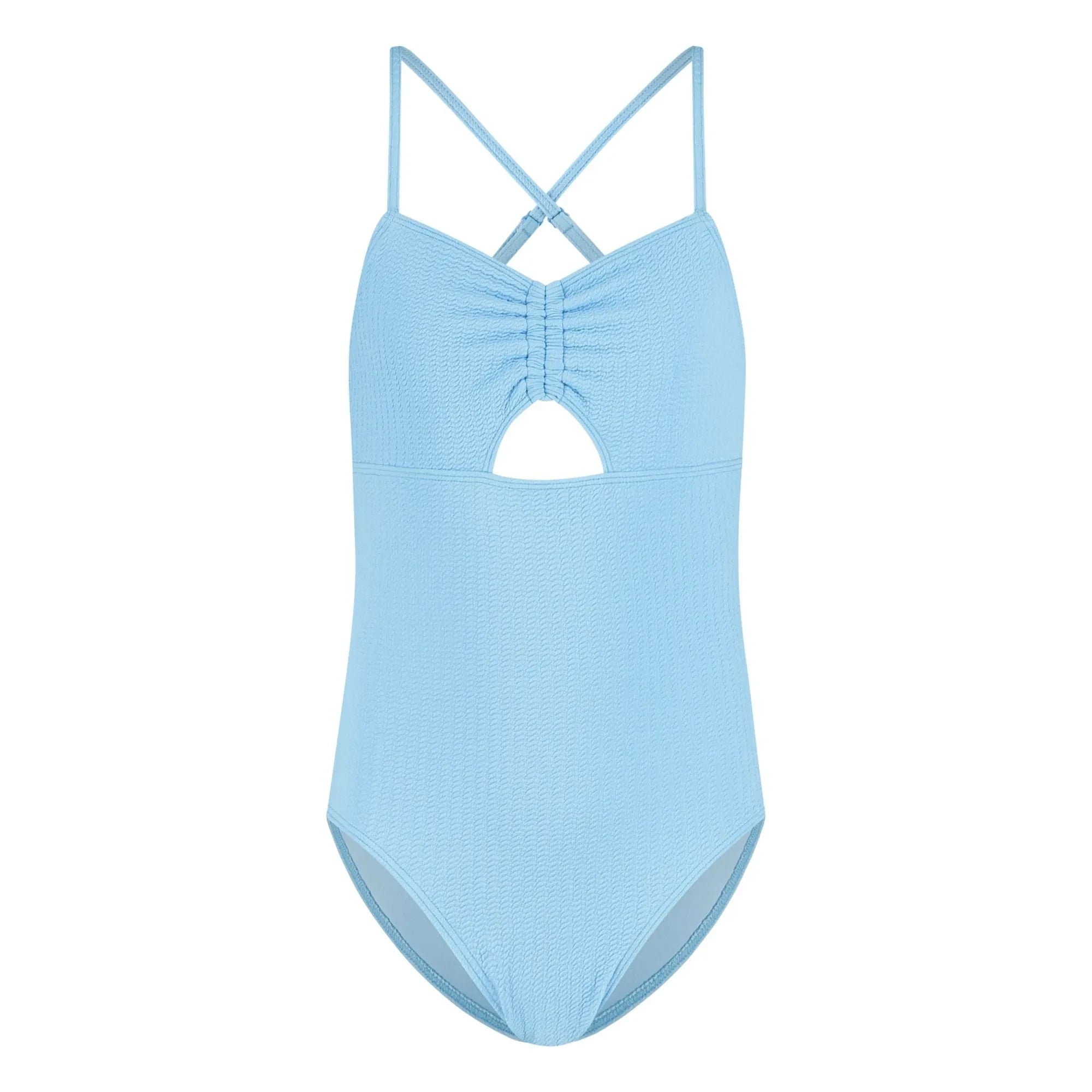 Beachlife - Textured Gathered Swimsuit | Light Blue