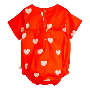Mini Rodini - Organic Cotton Heart Romper | Red