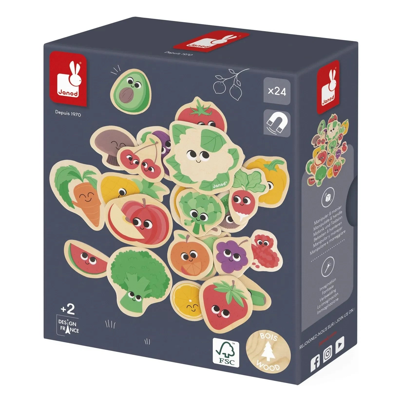 Janod - Magnets - Fruits and Vegetables - 24 Pieces