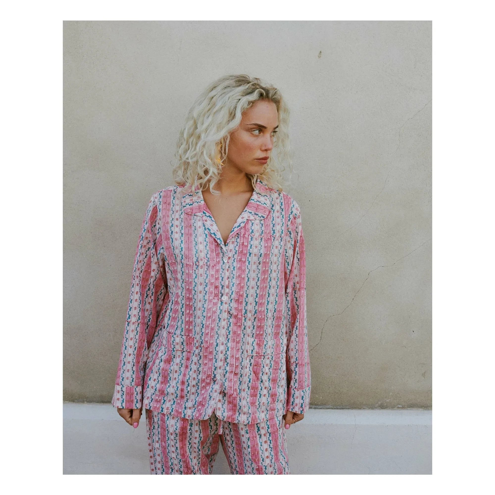 SISSEL EDELBO - Organic Cotton Patterned Night Pajamas | Dusty Pink