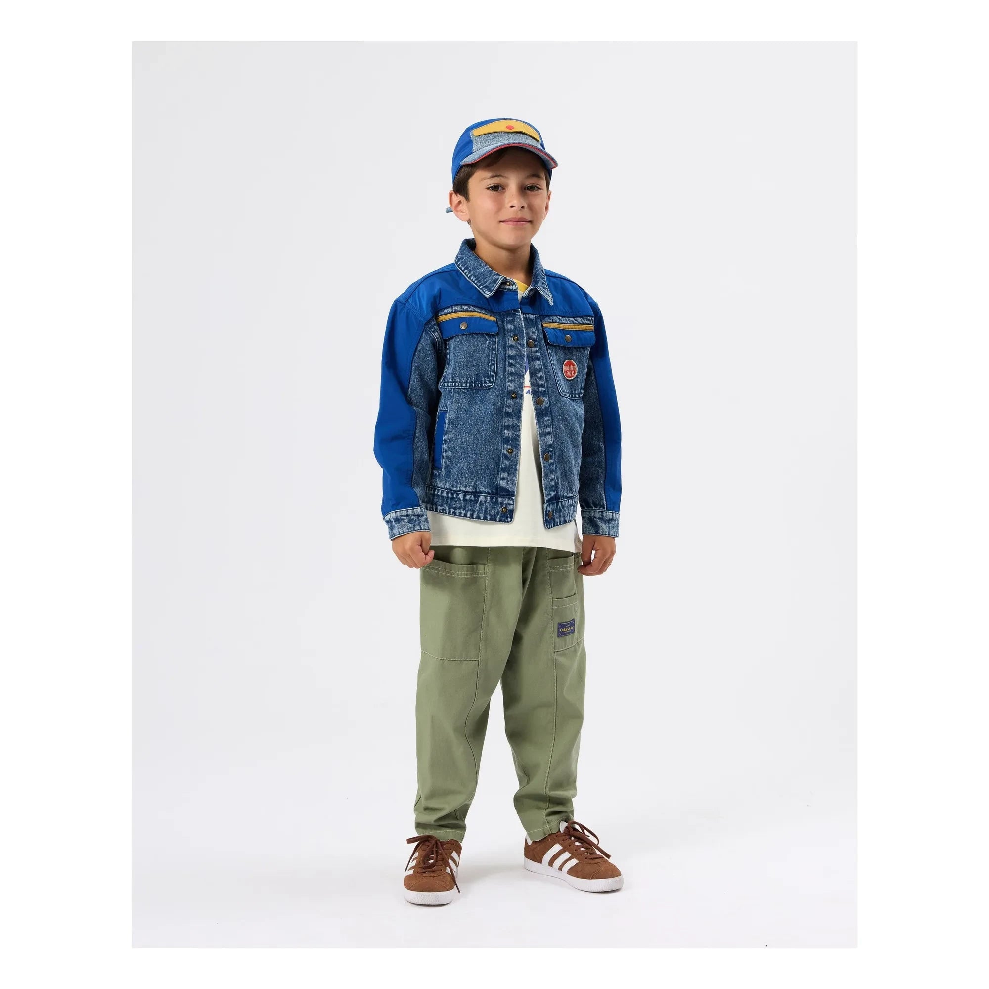 Goldie + Ace - Renk Bloklu Vintage Kot Ceket | Mavi