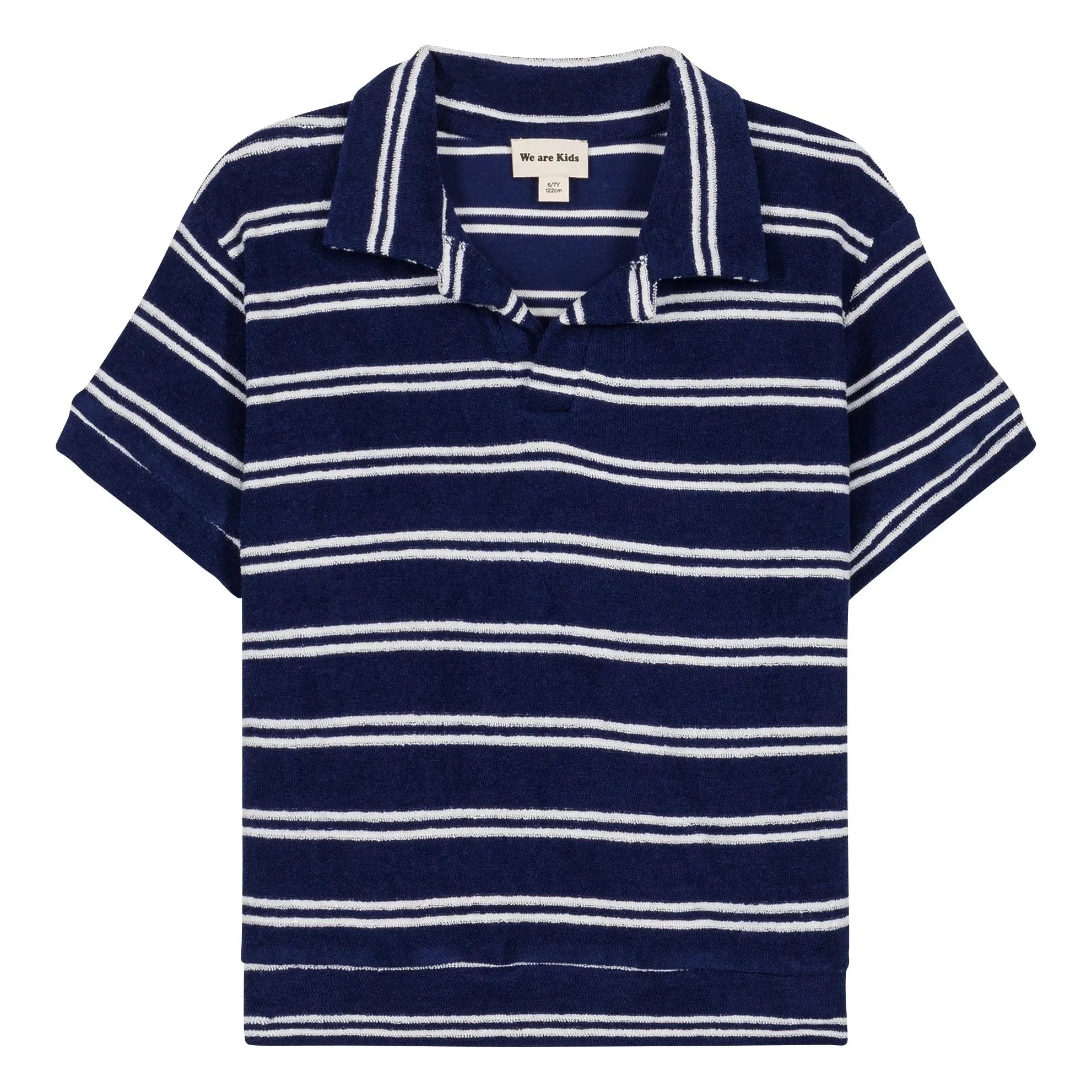 We Are Kids - Leonard Striped Organic Cotton Polo Shirt | Navy Blue