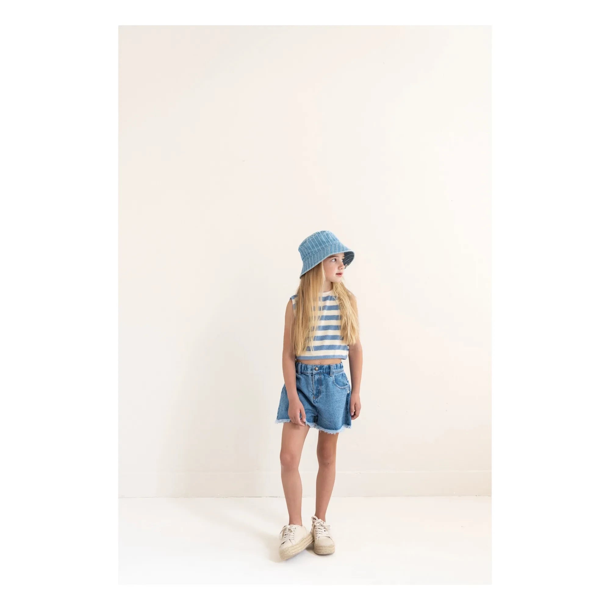 Jenest - Striped Organic Cotton Sleeveless T-Shirt for Kids | Blue