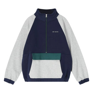 Cos I Said So - Color Block Organic Cotton Half-Zip Sweatshirt | Gray