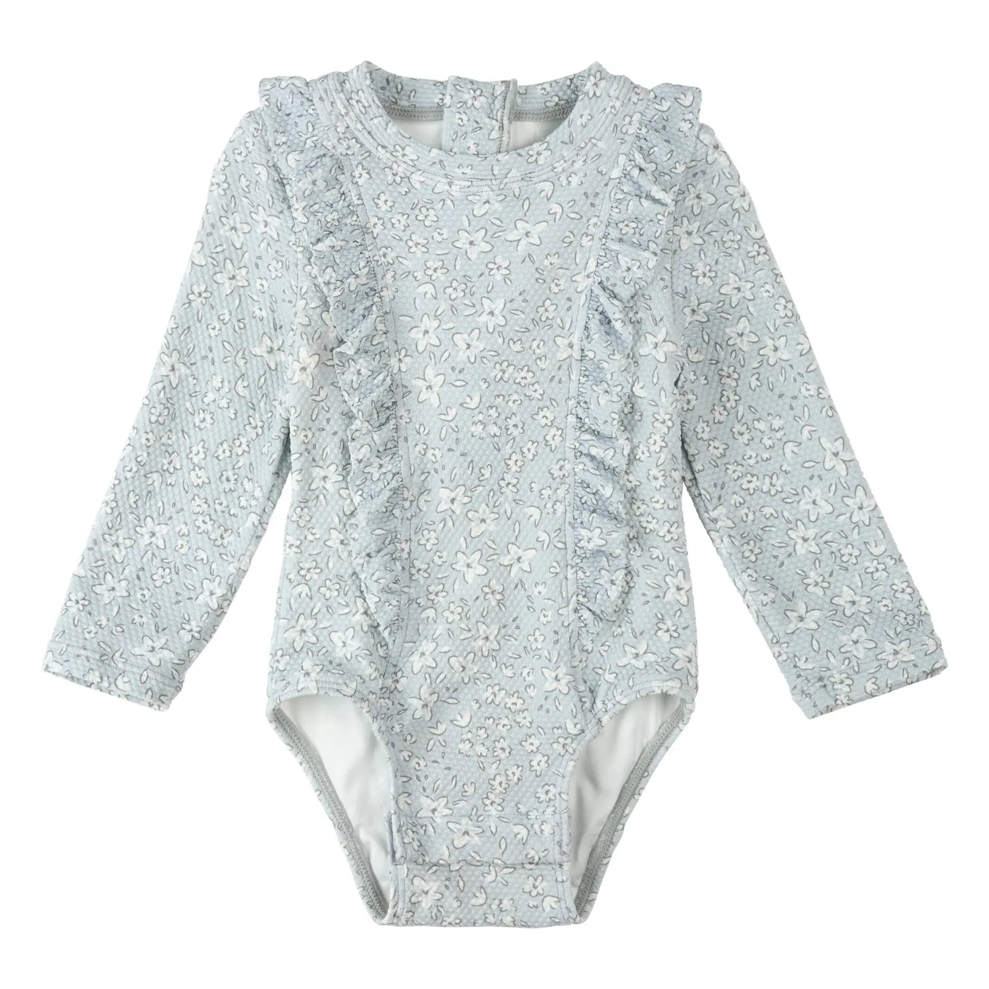 Petit Lem - Long Sleeve UV Protection Swimwear Textured Recycled Fibres | Blue