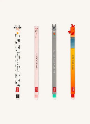 Legami - Farm Erasable Gel Pens - Set of 4