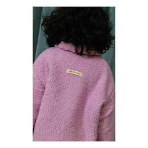 Petit Stella - Çift Taraflı Baykuş Sherpa Ceket | Pembe