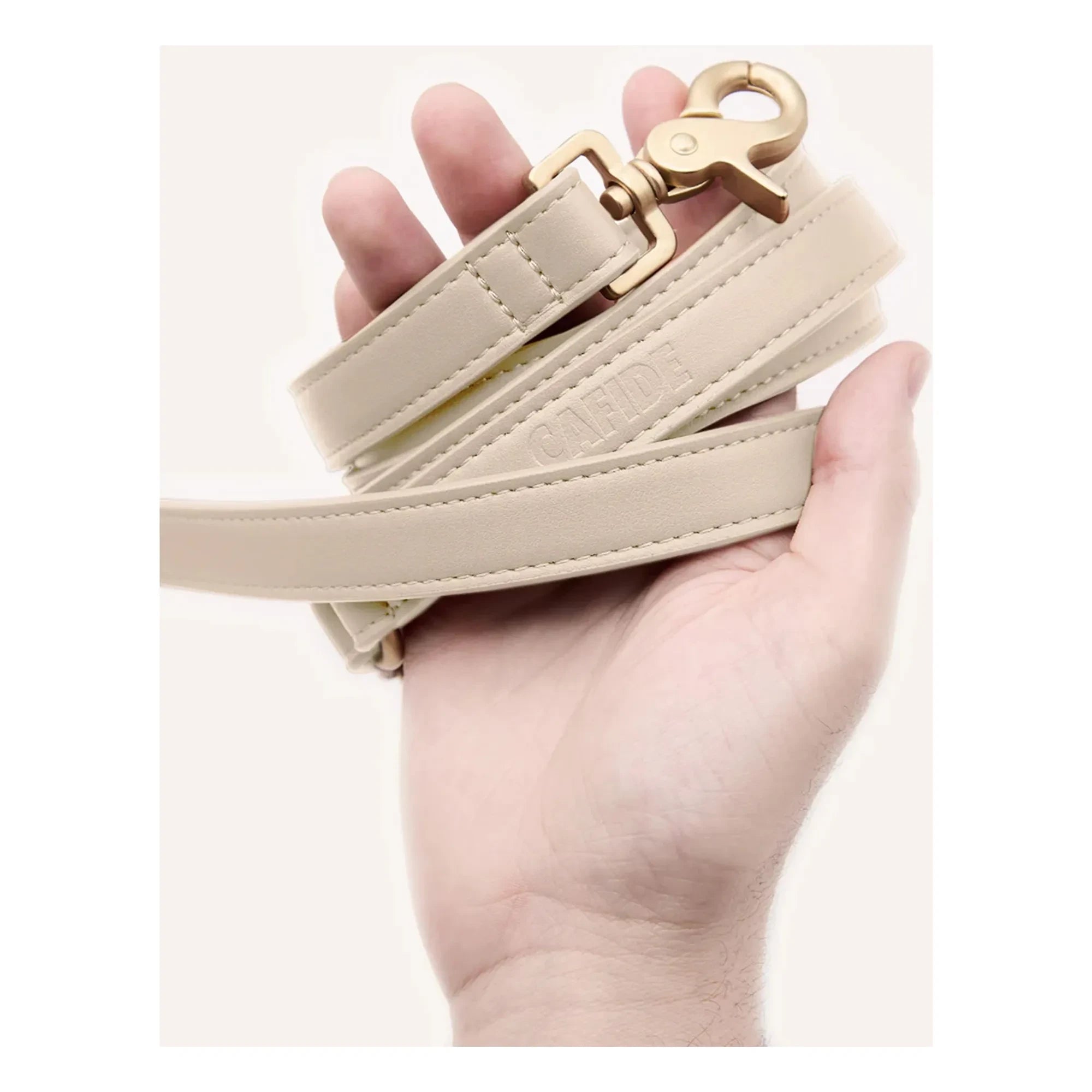 Cafide - 3-Position Vegan Leather Dog Collar | Beige