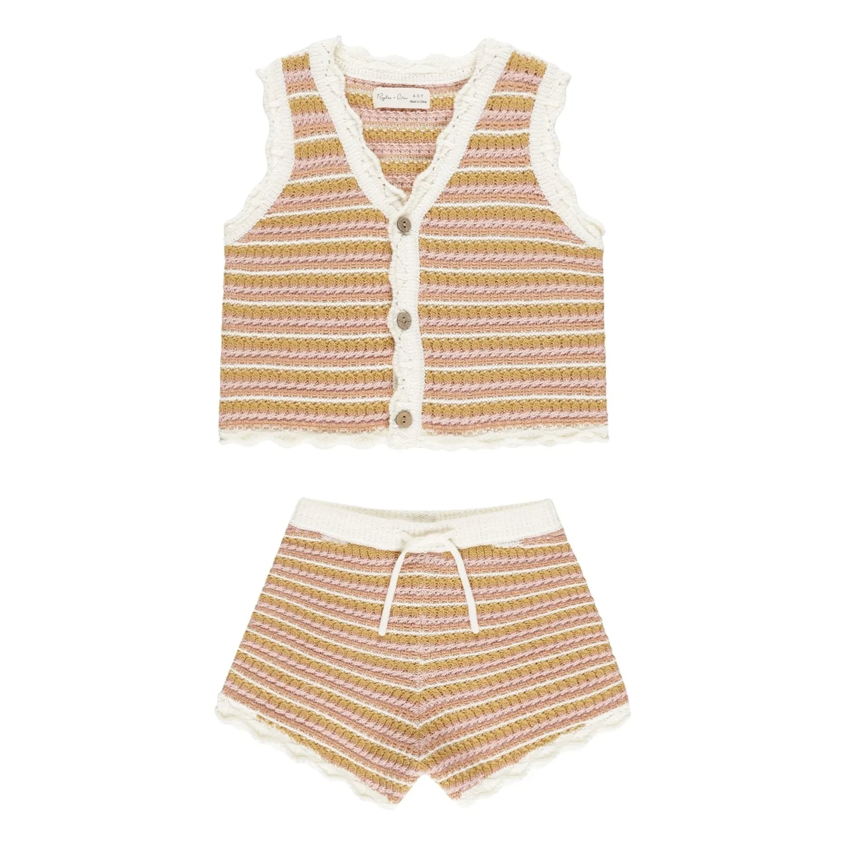 Rylee + Cru - Striped Vest and Shorts Set | Pink