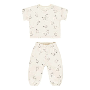 Quincy Mae - Heart T-Shirt and Pants | Ecru