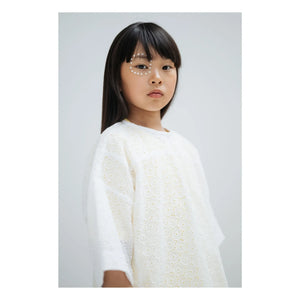 Repose AMS - Button-back blouse Embroidered Anglaise Organic cotton | White