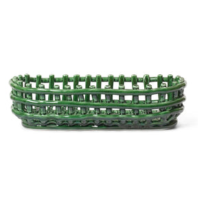 Ferm Living - Ceramic Oval Basket | Emerald Green