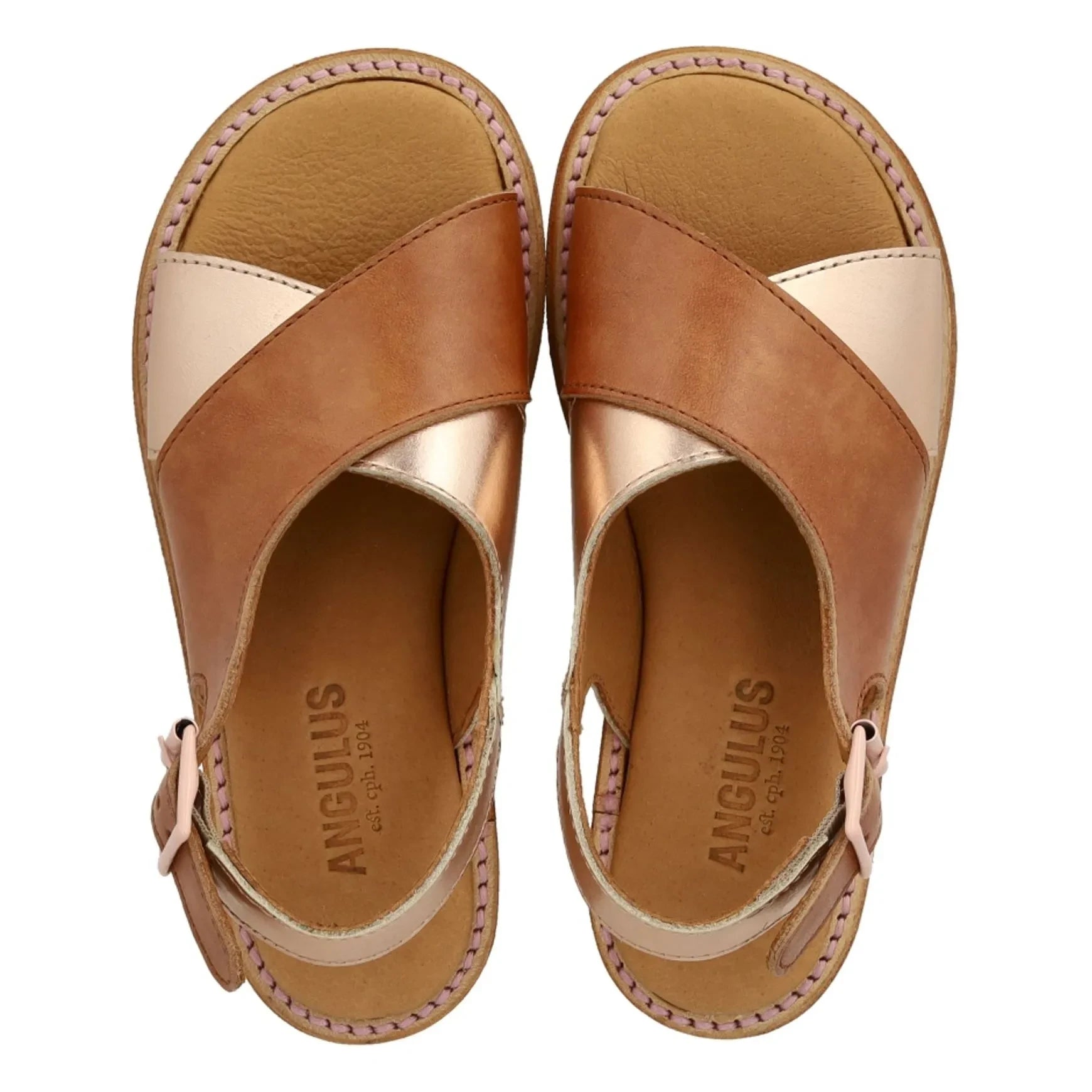 Angulus - Contrast Sandals | Rose Gold