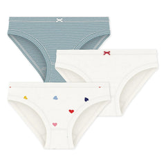 Petit Bateau - 3'lü Çizgili Külot Seti | Beyaz