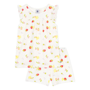 Petit Bateau - Organic Cotton Short Pajamas - Fruit Pattern | Ecru
