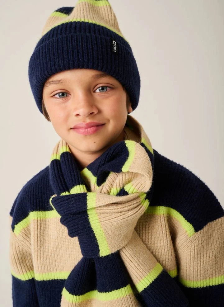Tumble N'Dry - Striped hat and scarf set | Night blue