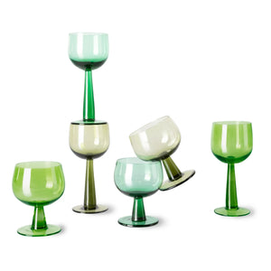 HKliving - The Emeralds Glass Set - Pack of 4 | Yellow Green