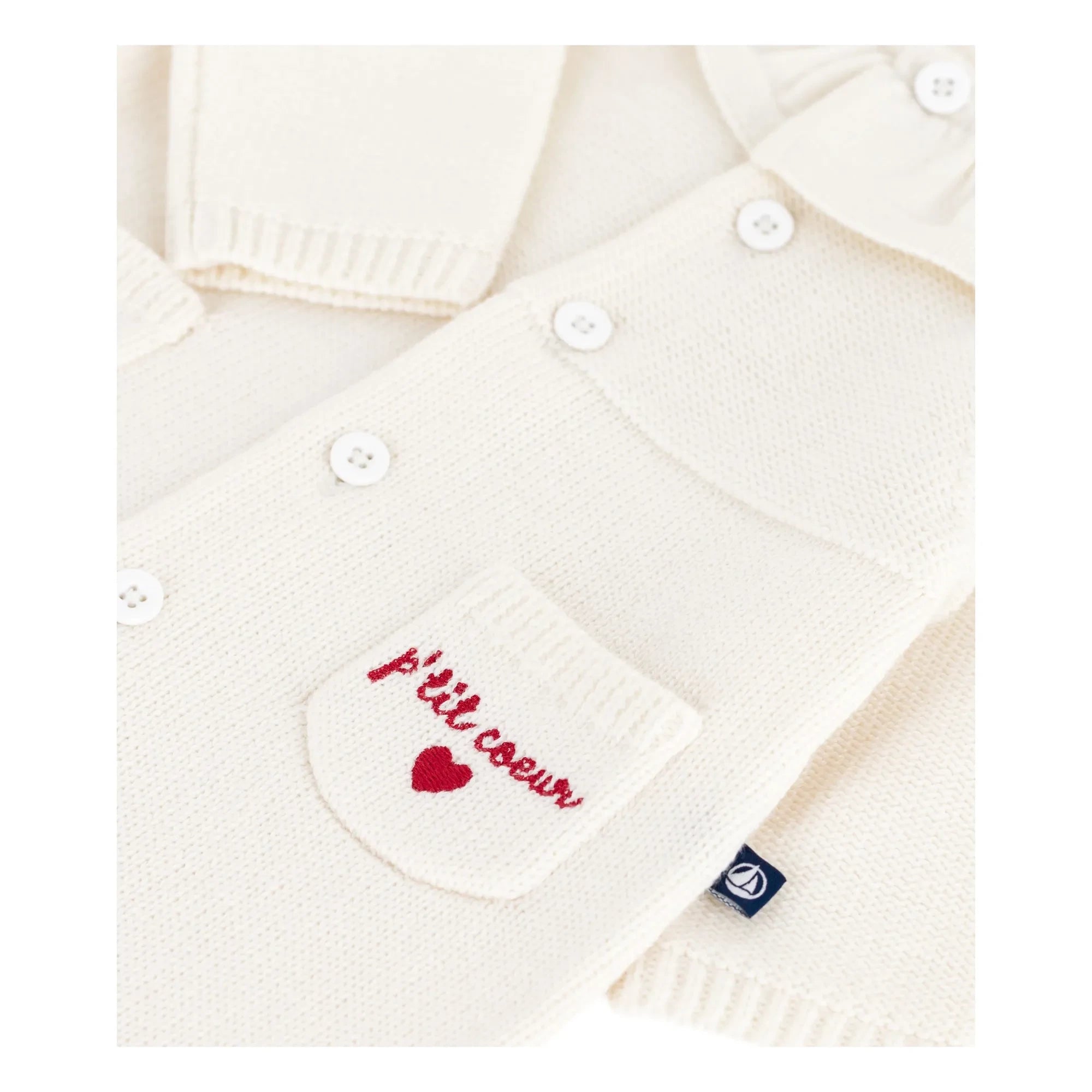 Petit Bateau - P'tit Cœur İnce Örgü Tulum | Ecru