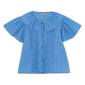 Bonton - Nancy Chambray Balloon Sleeve Shirt | Denim Blue
