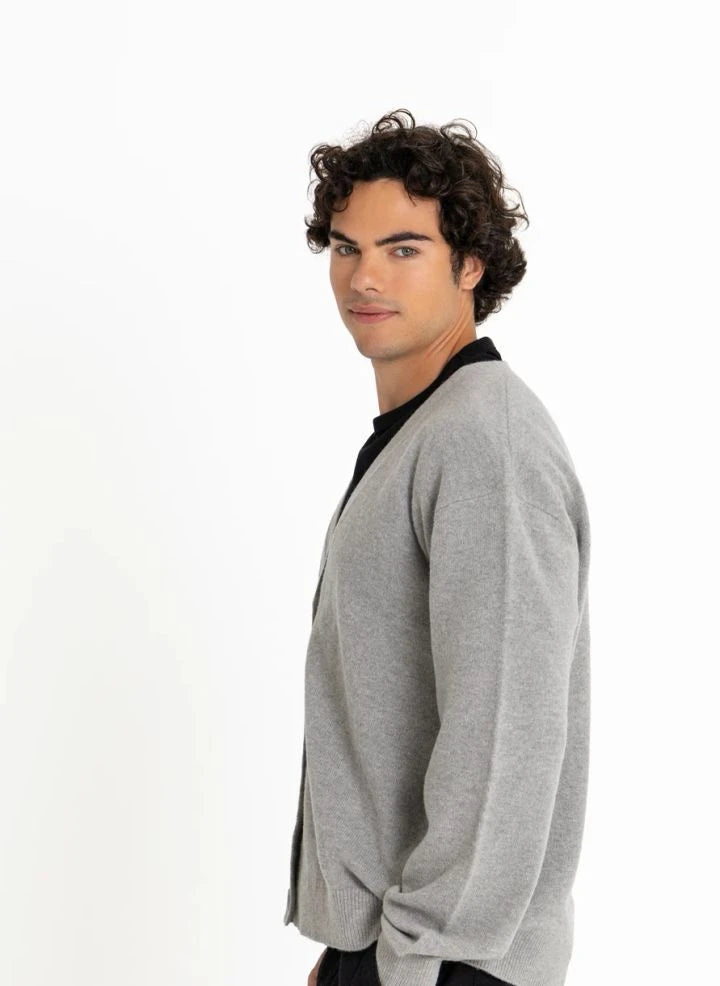 Smallable Man - Rodin Merino Wool Cardigan | Heather Grey