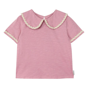 Mipounet - Claudine yakalı Odetta T-shirt Organik pamuk | Pembe