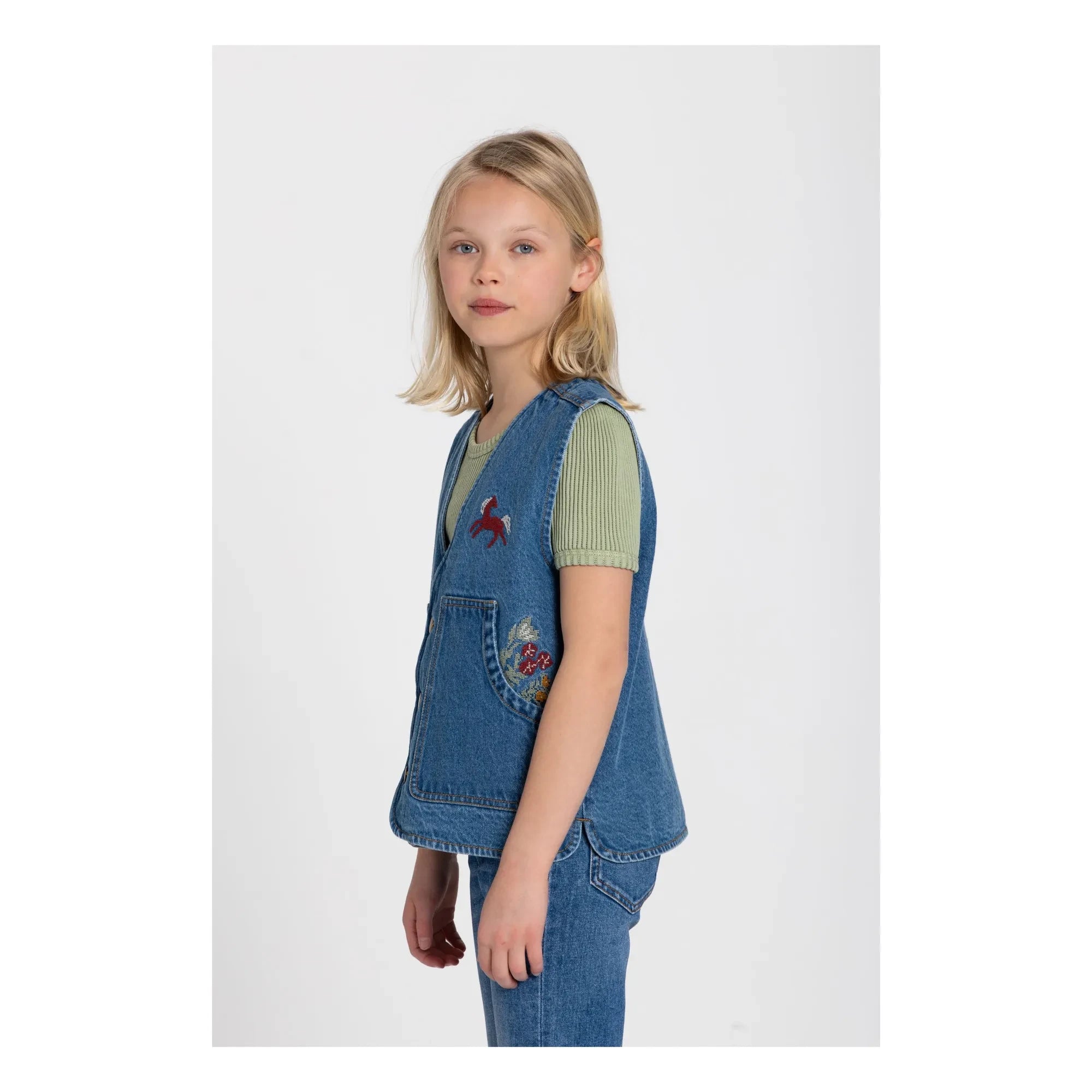 Hundred Pieces - Mara Cheval Sleeveless Denim Jacket | Blue
