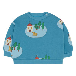 The Campamento - Village organik pamuk sweatshirt | Azure mavi