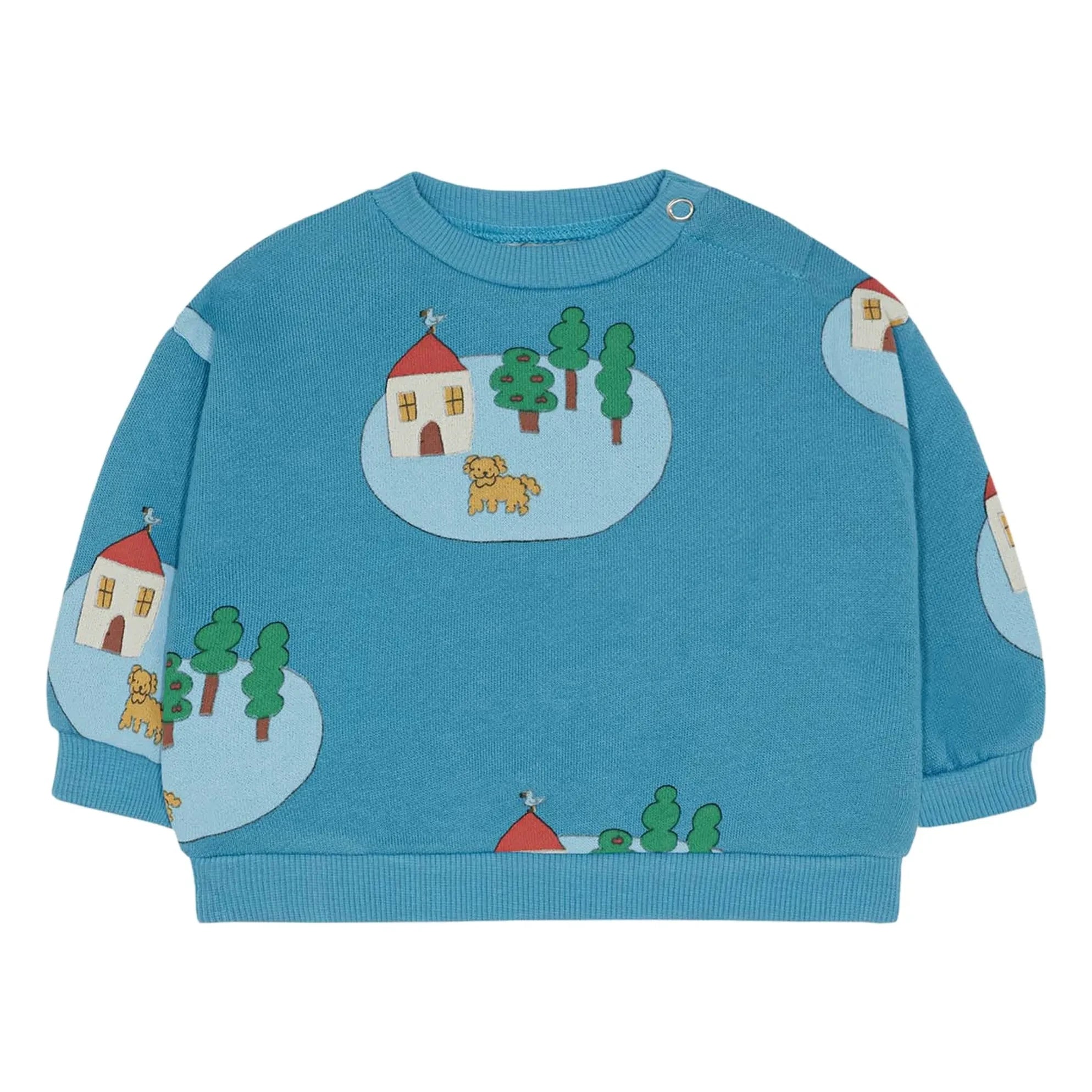 The Campamento - Village organik pamuk sweatshirt | Azure mavi