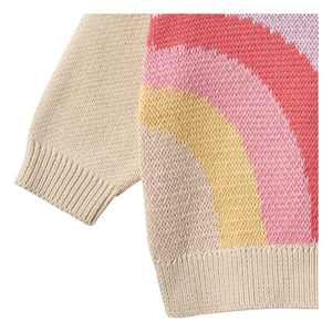 Wheat - Solveig Rainbow Organic Cotton Jacquard Sweater | Ecru