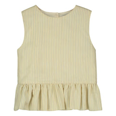 Tangerine - Striped Sleeveless Ruffled Top | Pale Yellow