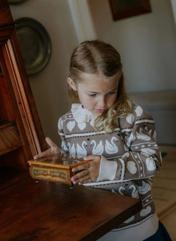 Fliink - Lovely Swans Organic Cotton Sweater | Ecru