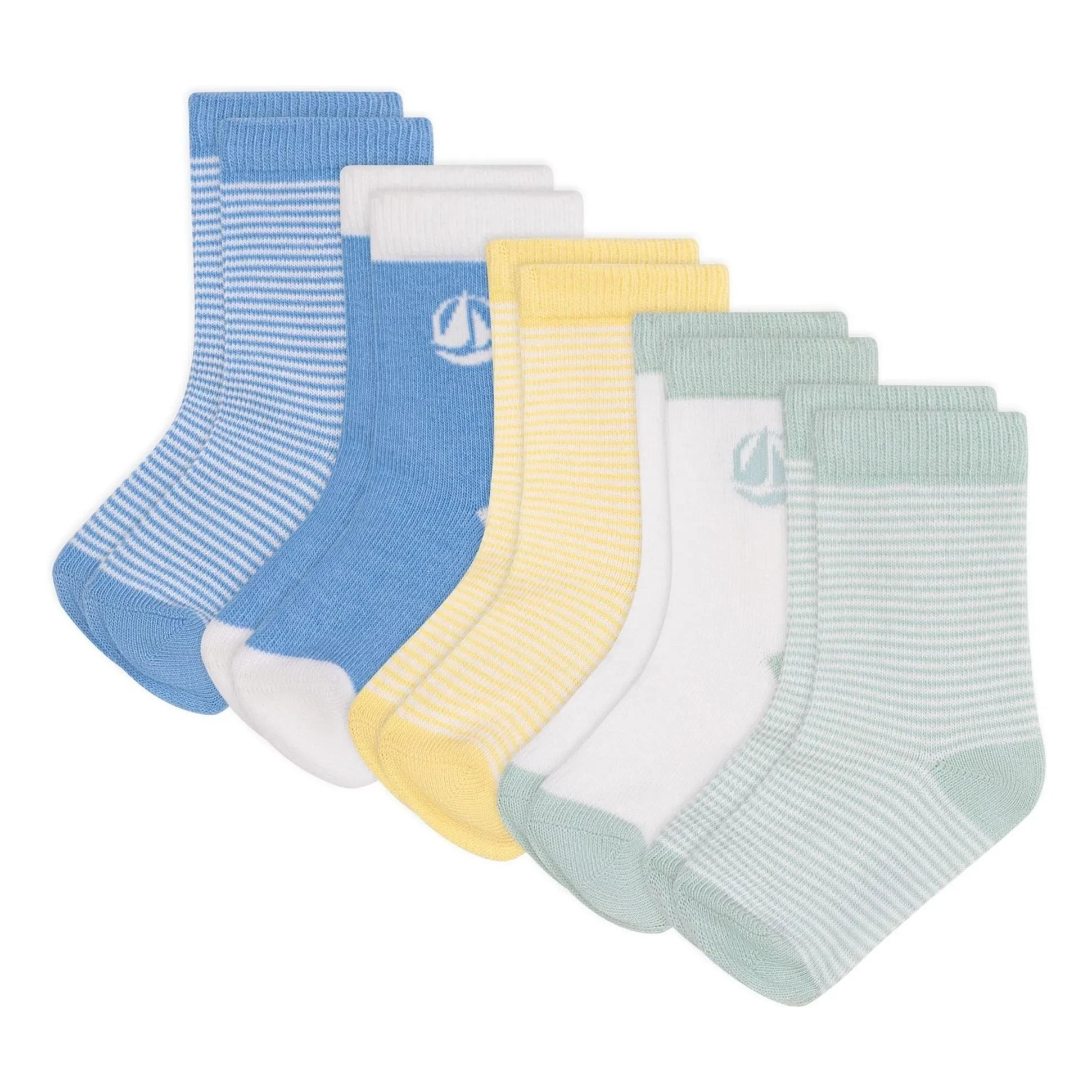 Petit Bateau - Thick Striped 5-Pair Sock Pack | Blue