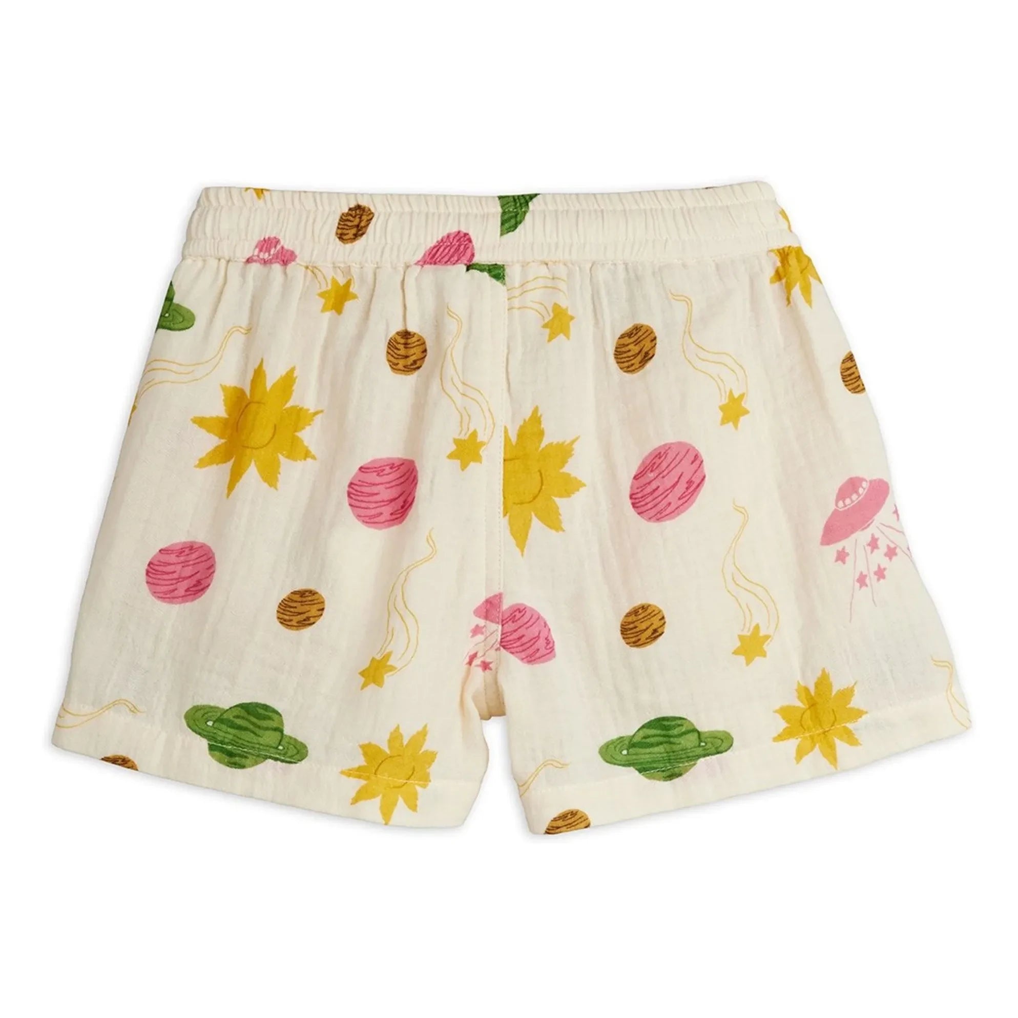 Mini Rodini - Espace Shorts Made of Organic Cotton Gauze | Ecru