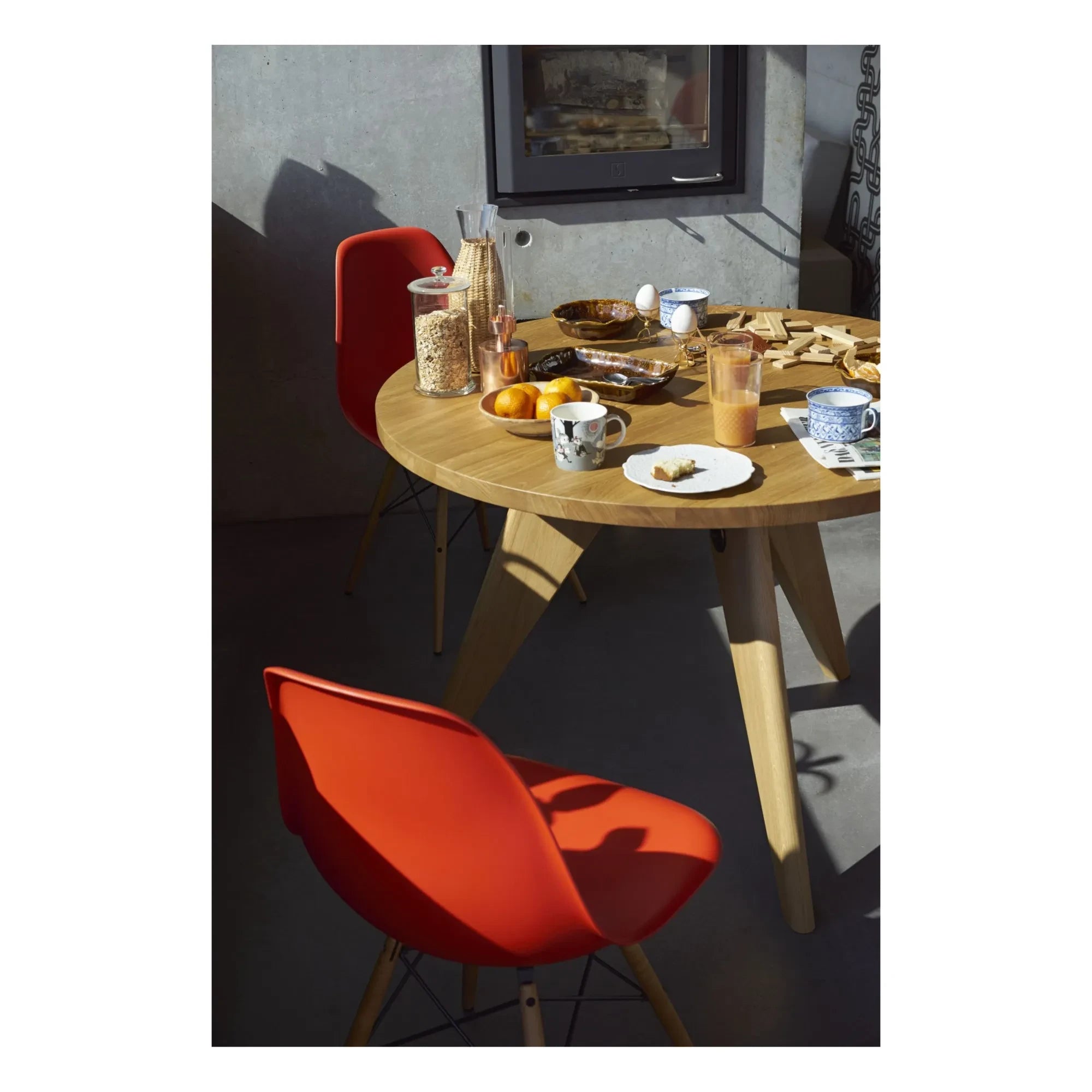 Vitra - DSW Plastic Chair - Maple Base - Charles & Ray Eames | Poppy Red