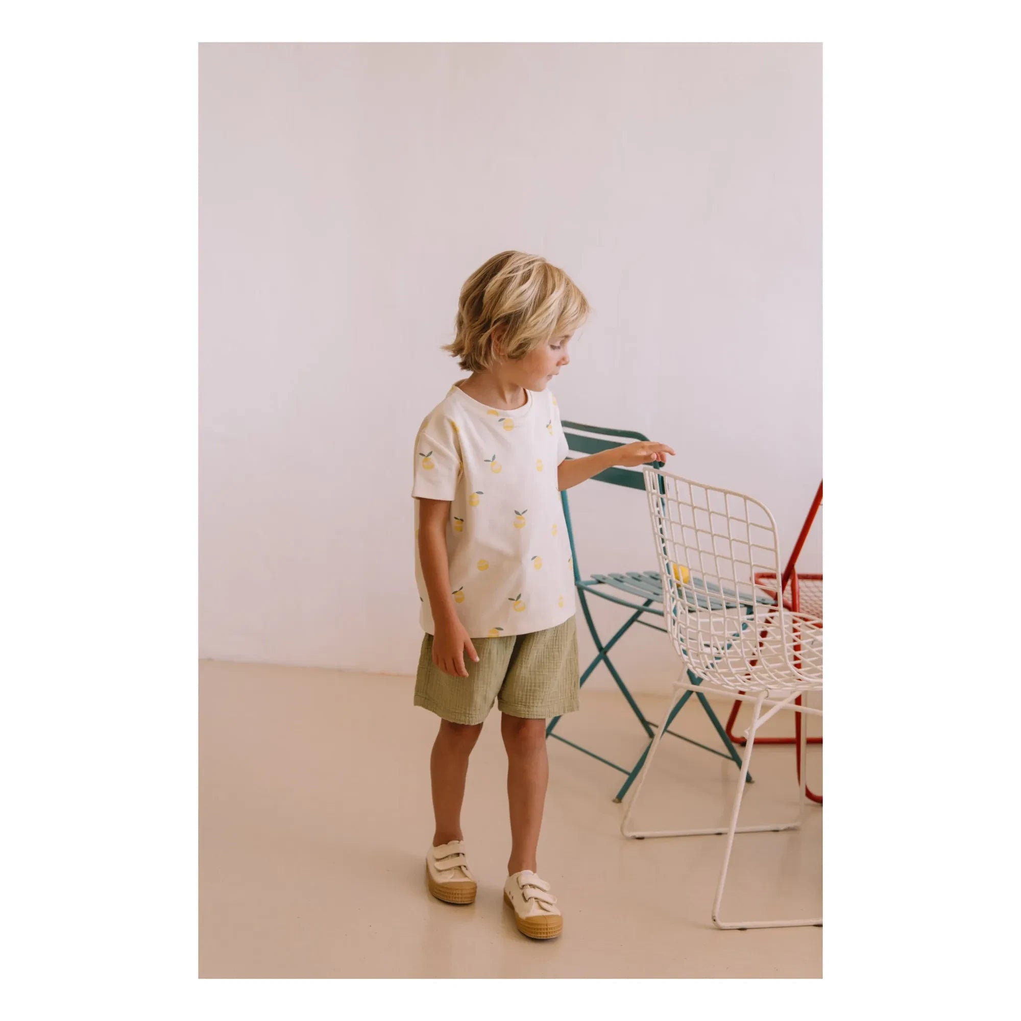 Studio Bohème - Basile Waffle Bermuda Organic Cotton Gauze Cloth | Khaki