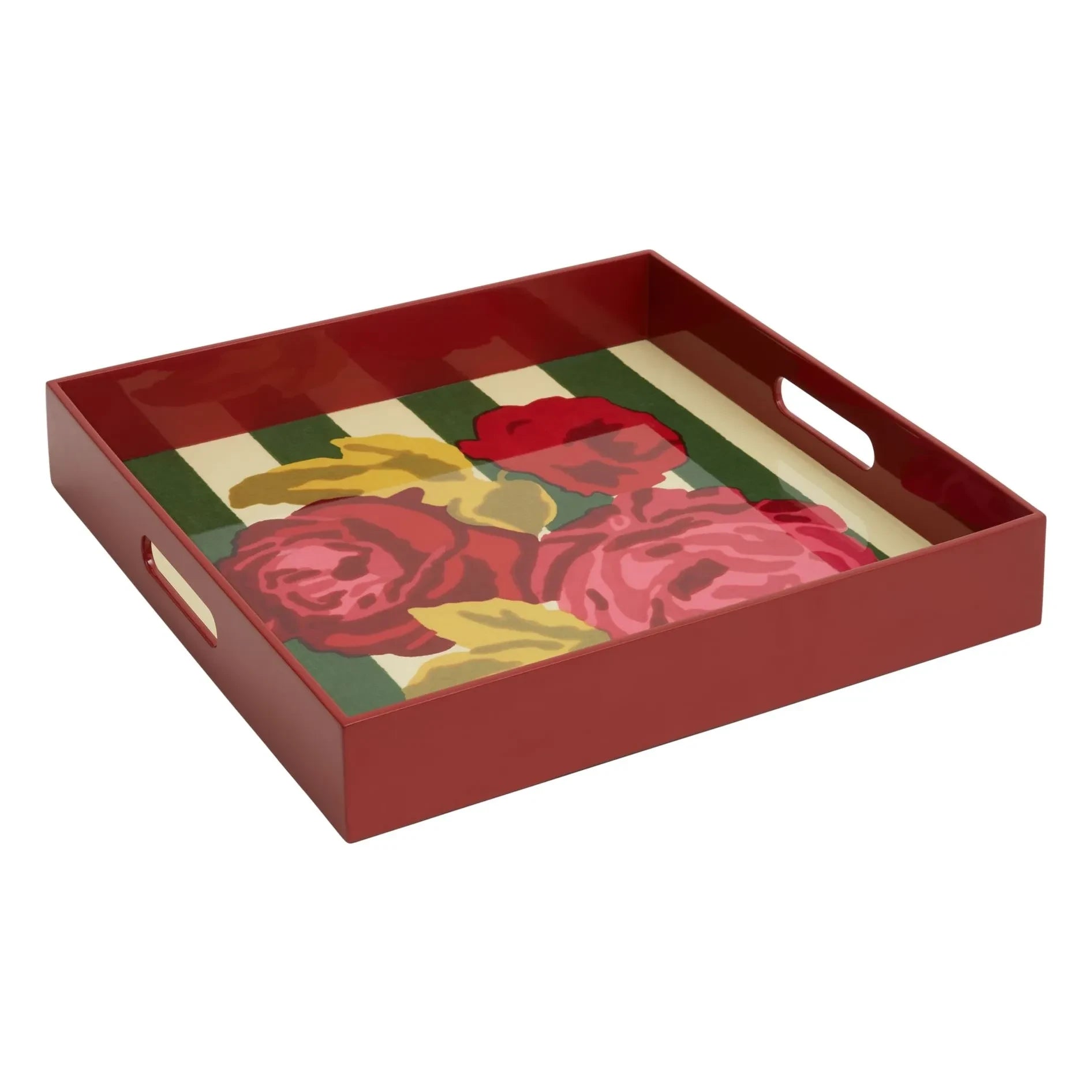 Lisa Corti - Nizam Striped Lacquered Tray | Green