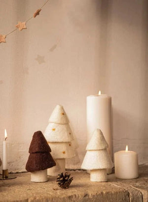 Muskhane - Felt Christmas Trees - Set of 2 | Ecru