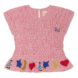 SISSEL EDELBO - Top Smocké Stripe - Kids Collection | Red