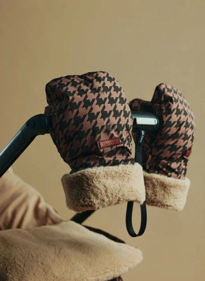 Töastie - Recycled Fiber Houndstooth Baby Stroller Gloves | Brown
