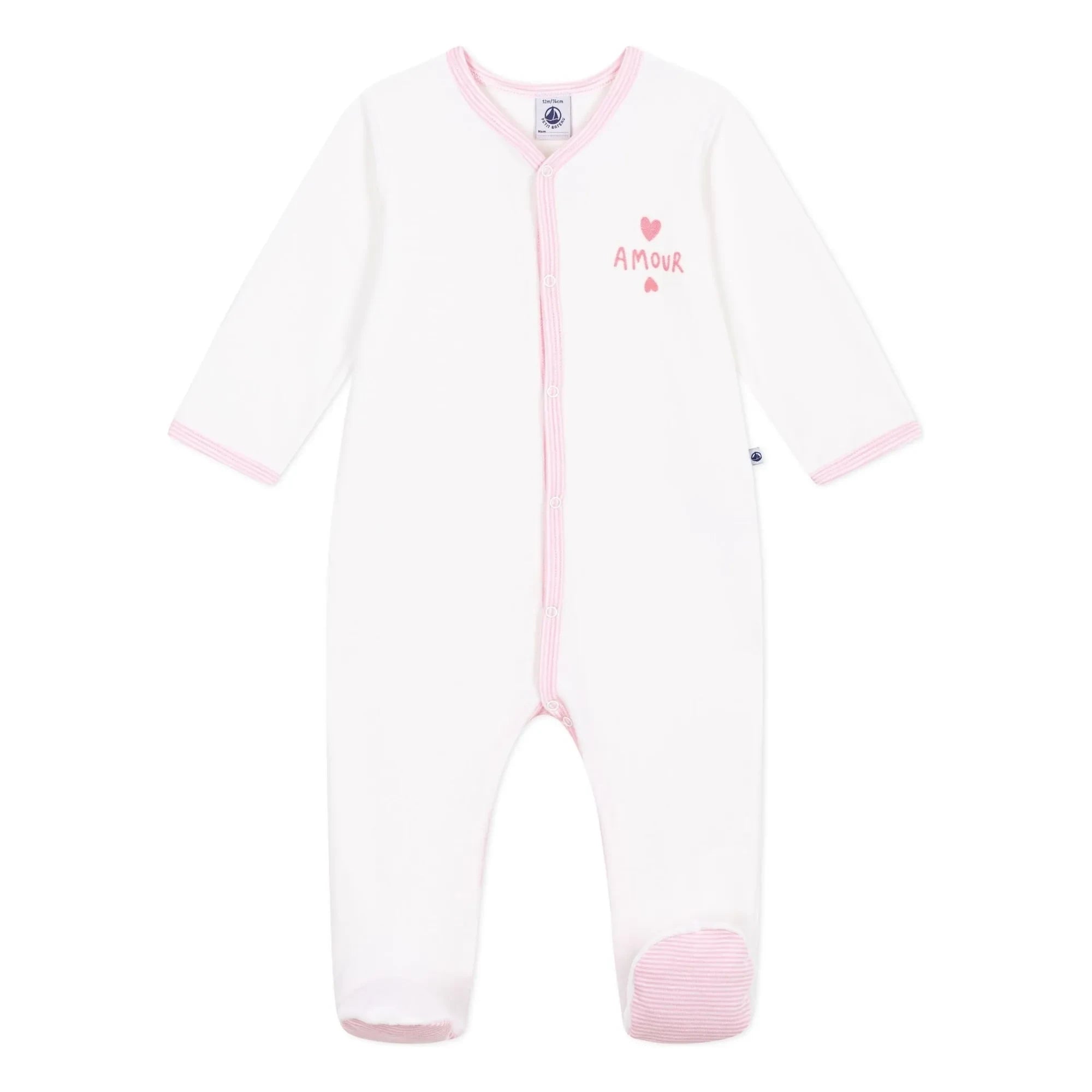 Petit Bateau - Dors Bien Amour Velours Pajamas | White