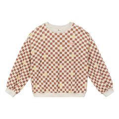 a.p - Organic Cotton Damier Terry Sweatshirt | Brown