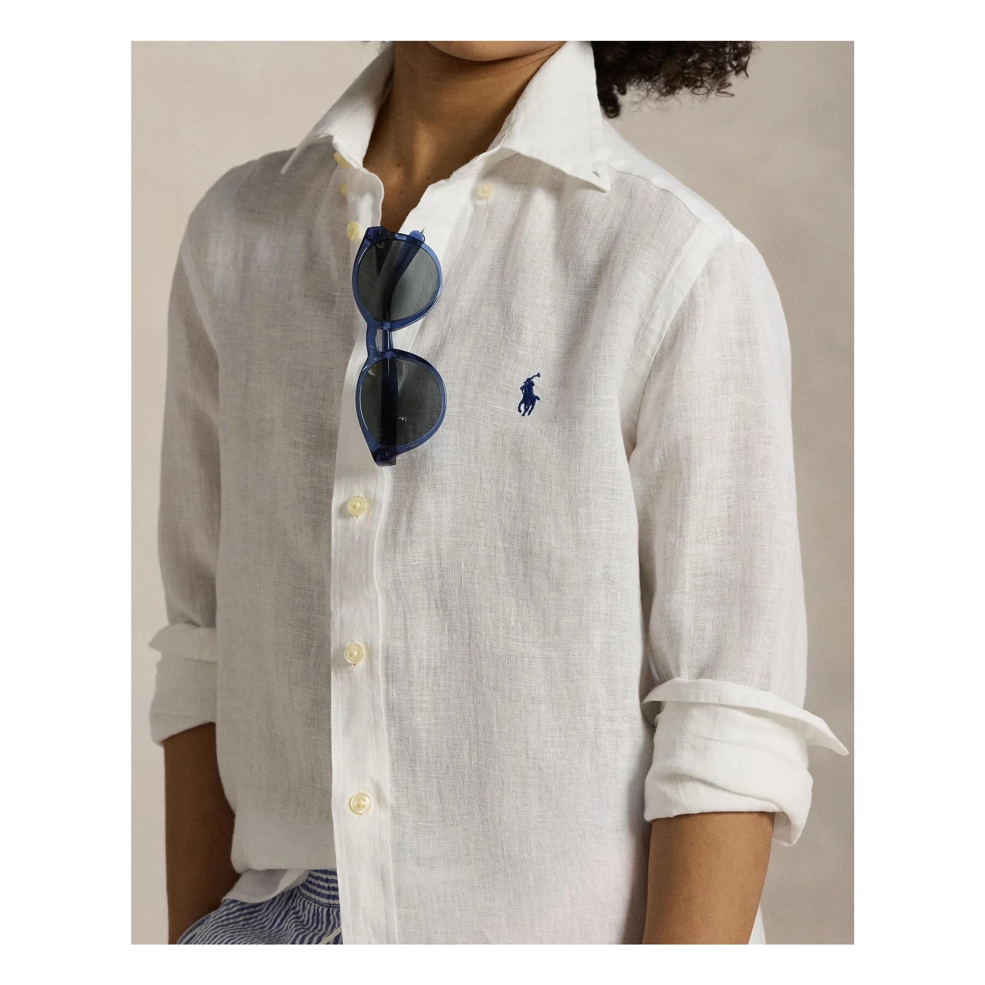 Ralph Lauren - Linen Sport Logo Gömlek | Beyaz