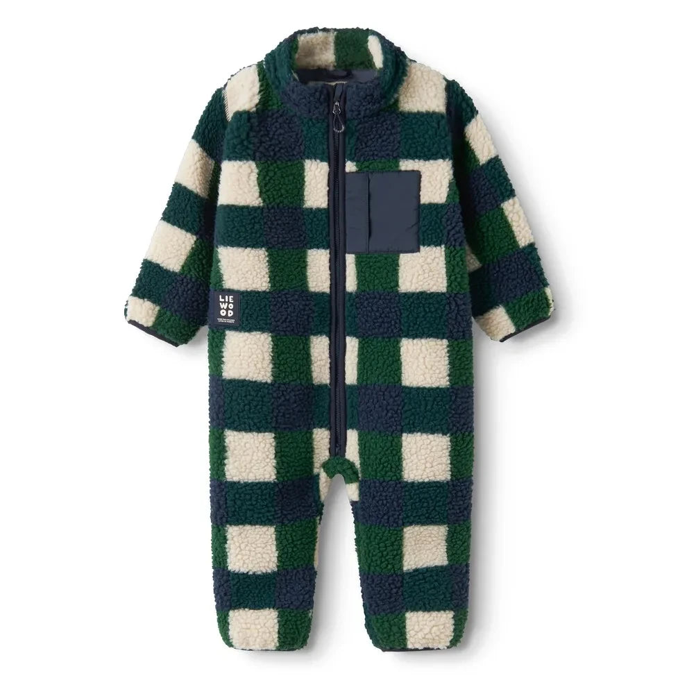 Liewood - Sherpa-style Nolano Checked Recycled Fiber Jacket | Navy
