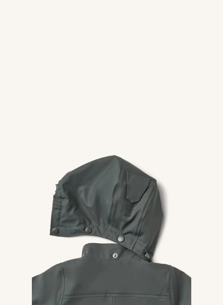 Wheat - Aju Recycled Fiber Raincoat | Grey blue