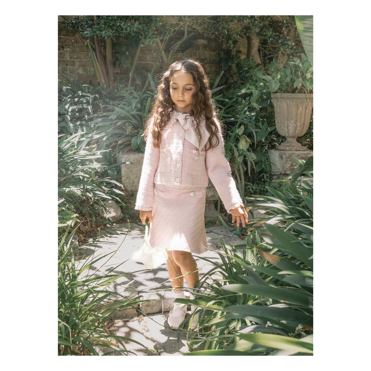 Tutu du Monde - Tozlu Petal Tweed etek | Pudra pembesi