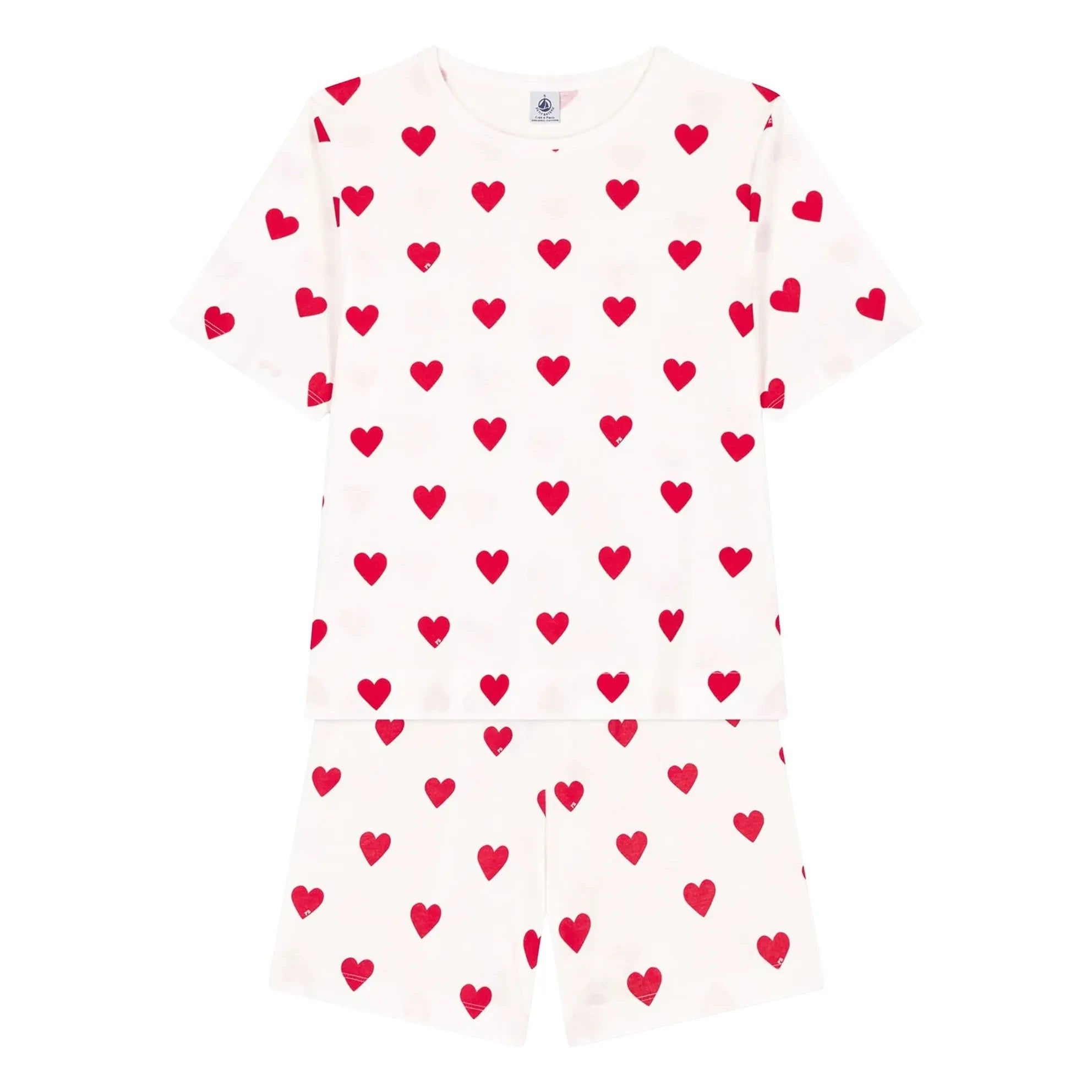 Petit Bateau - Heart-shaped Pajama Shorts - Women's Collection | White