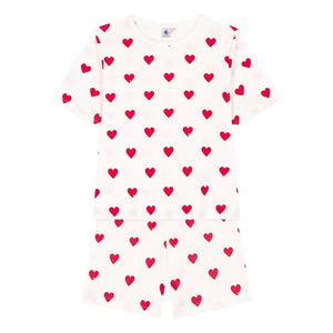 Petit Bateau - Heart-shaped Pajama Shorts - Women's Collection | White